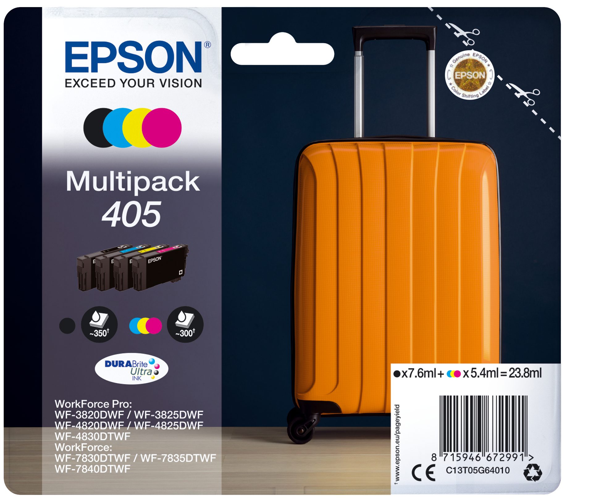 Image of Epson C13T05G64020/405 Ink cartridge multi pack Bk,C,M,Y Blister...