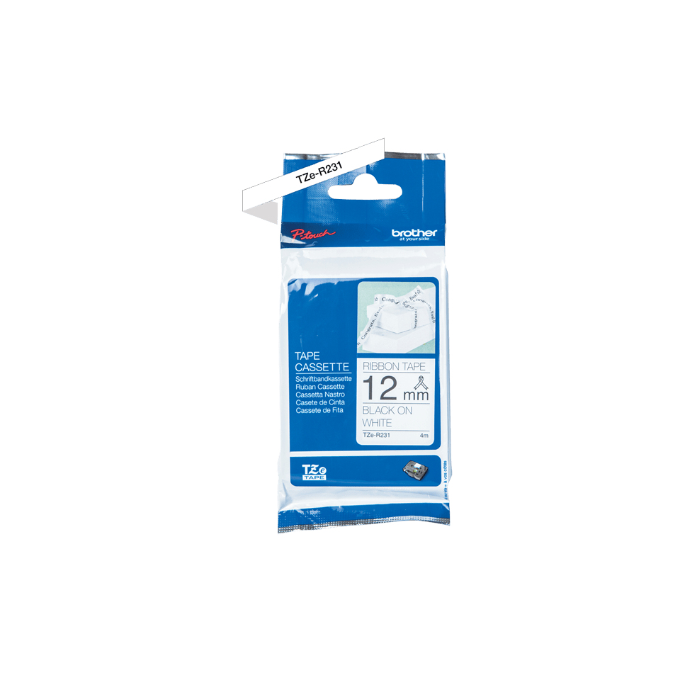 Brother TZE-R231 DirectLabel black on white non adhesive textil 12mm x 4m for Brother P-Touch TZ 3.5-18mm/6-12mm/6-18mm/6-24mm/6-36mm