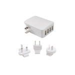 AEROCOOL International Travel 4 USB Fast Charger With Smart IC/ USA / UK /EU/ Australia Plug, Output: 5V 5.4A