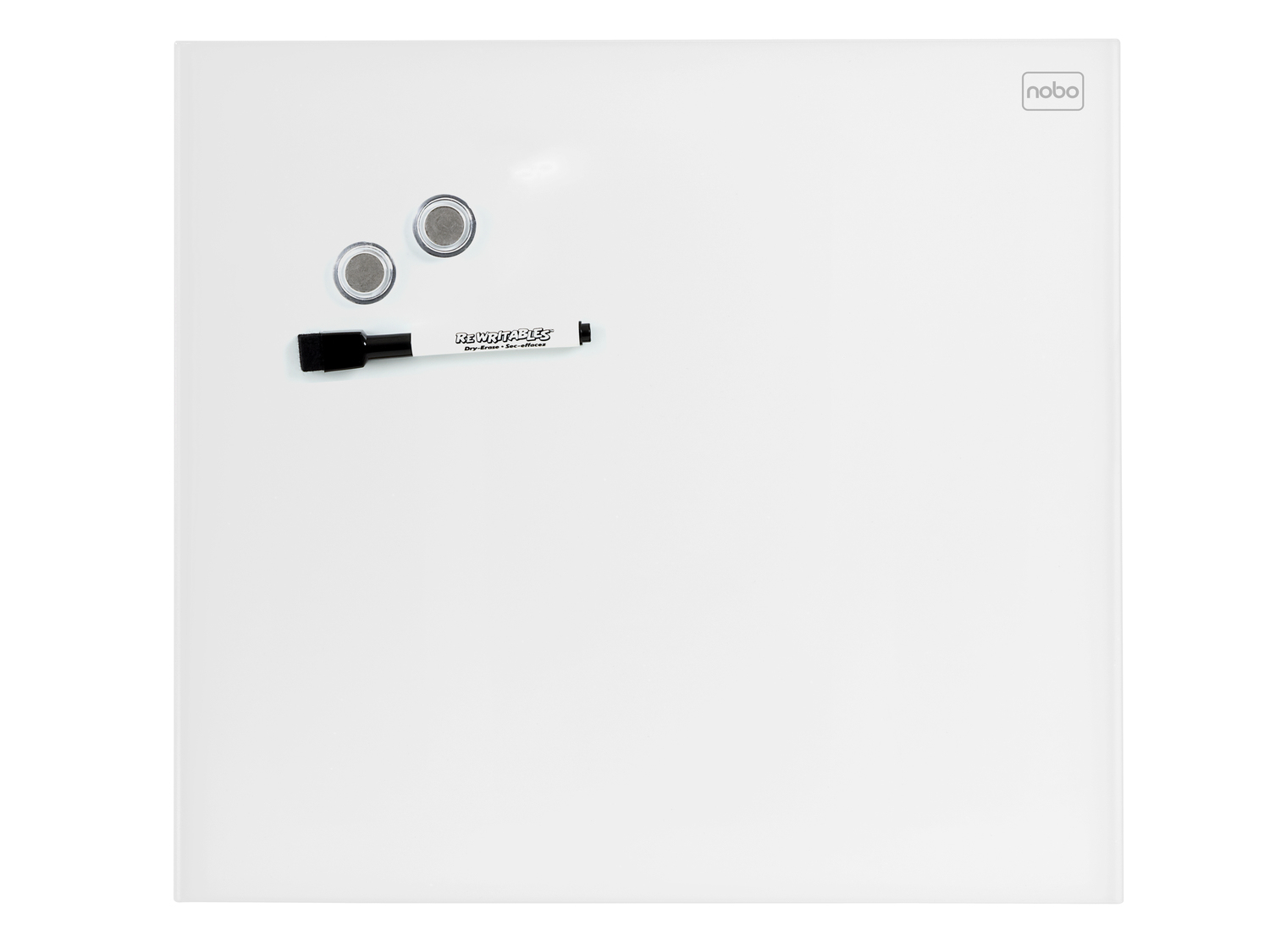 Image of Nobo Diamond Glass Board Magnetic White 450x450mm Retail Pack
