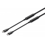 Manhattan Active USB-C to USB-C Cable, 5m, USB 3.2 Gen 2 (formerly USB 3.1 Gen 2), 10 Gbps, 3A/60W Fast Charging, SuperSpeed+ USB, DisplayPort Alt Mode Video up to 8K@60Hz, Black, Three Year Warranty