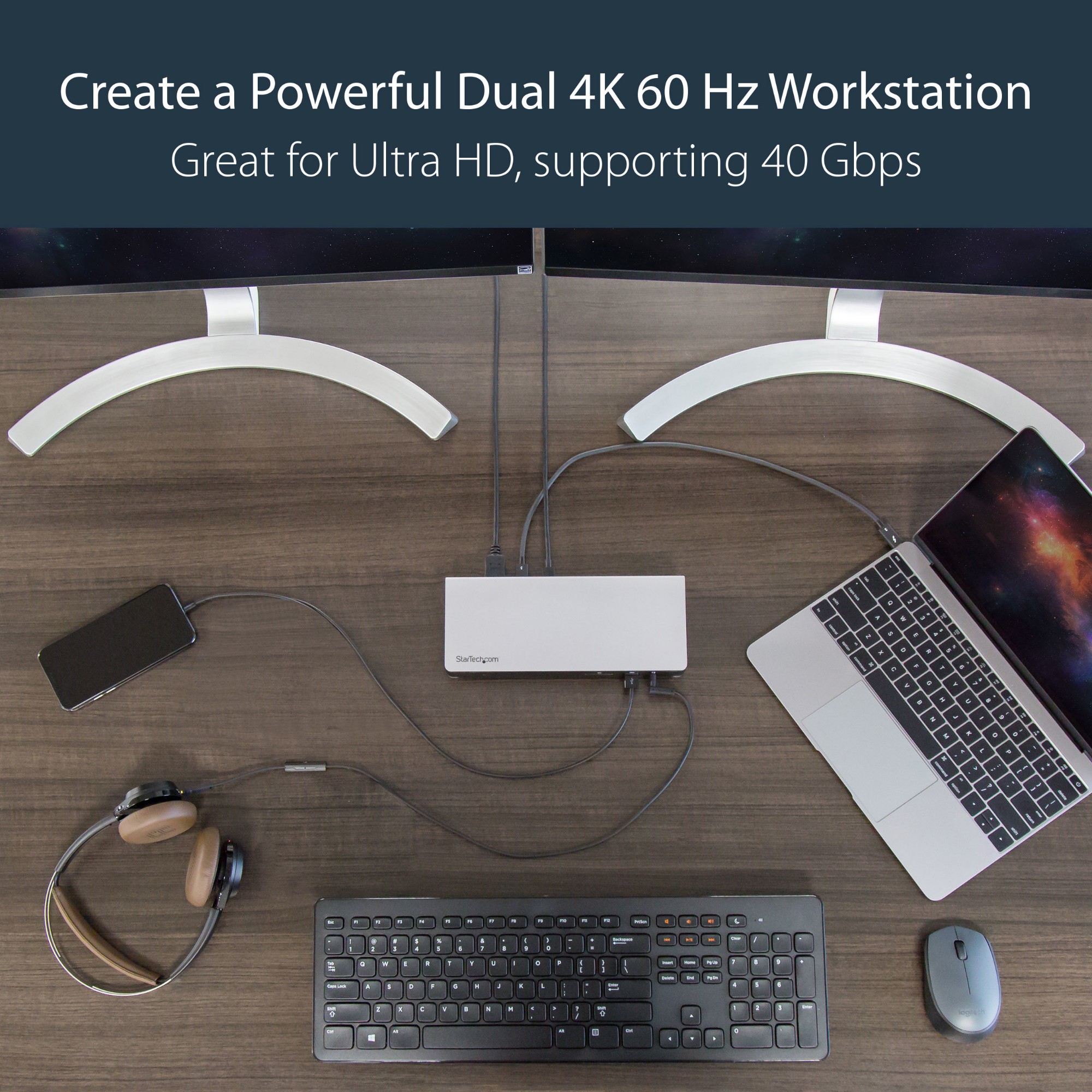 StarTech.com Thunderbolt 3 Dock - Dual Monitor 4K 60Hz TB3 Laptop Docking Station with DisplayPort - 85W Power Delivery Charging - 6-Port USB 3.0 Hub, SD 4.0, GbE, Audio - Windows &amp; Mac