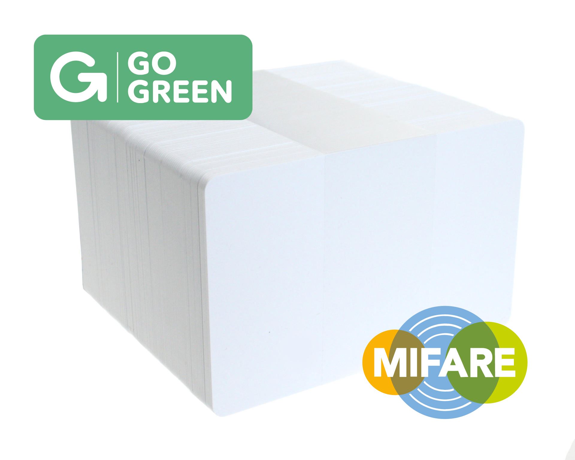 Go Green Pack of 100 Go Green Genuine NXP MIFARE® 1k EV1 Blank White Cards (85% Recycled Plastic)