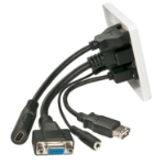 Lindy 60220 prise de courant HDMI + VGA + USB A + 3.5mm Blanc