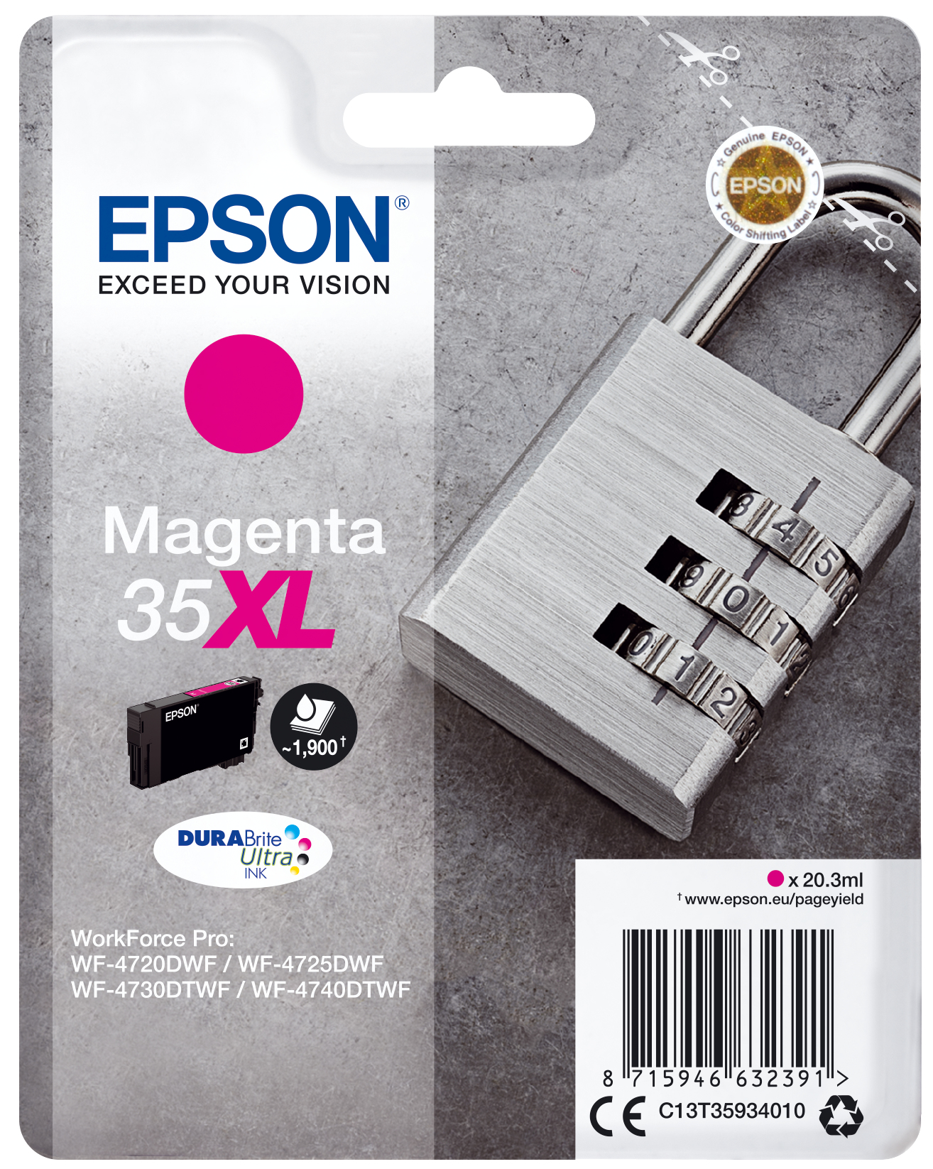 Image of Epson C13T35934010/35XL Ink cartridge magenta high-capacity, 1.9K...