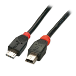 Lindy 0.5m USB OTG Cable - Black, Type Micro A to Mini B