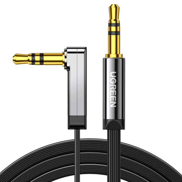 EU Product - AUX Cable, Angled, 3.5mm, 2m - Silver thumbnail