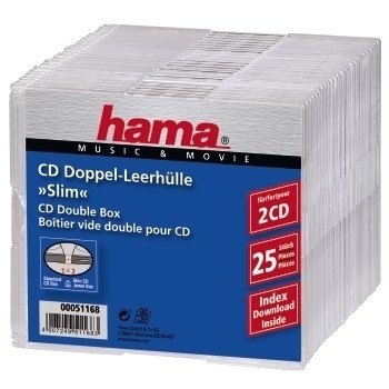 Image of Hama 00051168 optical disc case Slimline case 2 discs Transparent