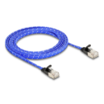 DeLOCK RJ45 flat network cable with braided coating Cat.6A U/FTP 2 m blue