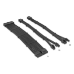 DeLOCK PSU Extension Cable Set 30 cm 6 pieces sleeved with cable combs (1 x 24 pin ATX, 2 x 4 + 4 pin EPS, 3 x 6 + 2 pin PCIe) black