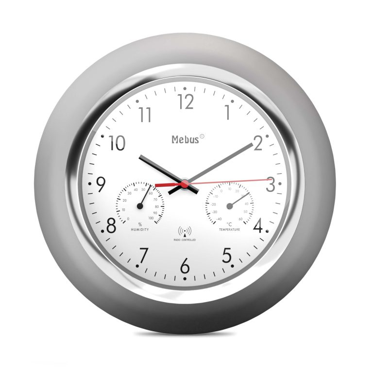 Image of Mebus 19454 - Digital wall clock - Round - Silver - White -...