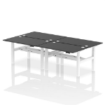 Dynamic Air Back-to-Back W1400 x D800mm Height Adjustable Sit Stand 4 Person Bench Desk With Cable Ports Black Finish White Frame - HA02914 DD
