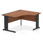 Dynamic Impulse Right Crescent Office Desk W1400 x D1200 x H730mm Cable Managed Leg Walnut Finish Black Frame - I004558 DD