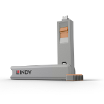 Lindy USB Type C Port Blocker Key - Pack of 4 Blockers, Orange