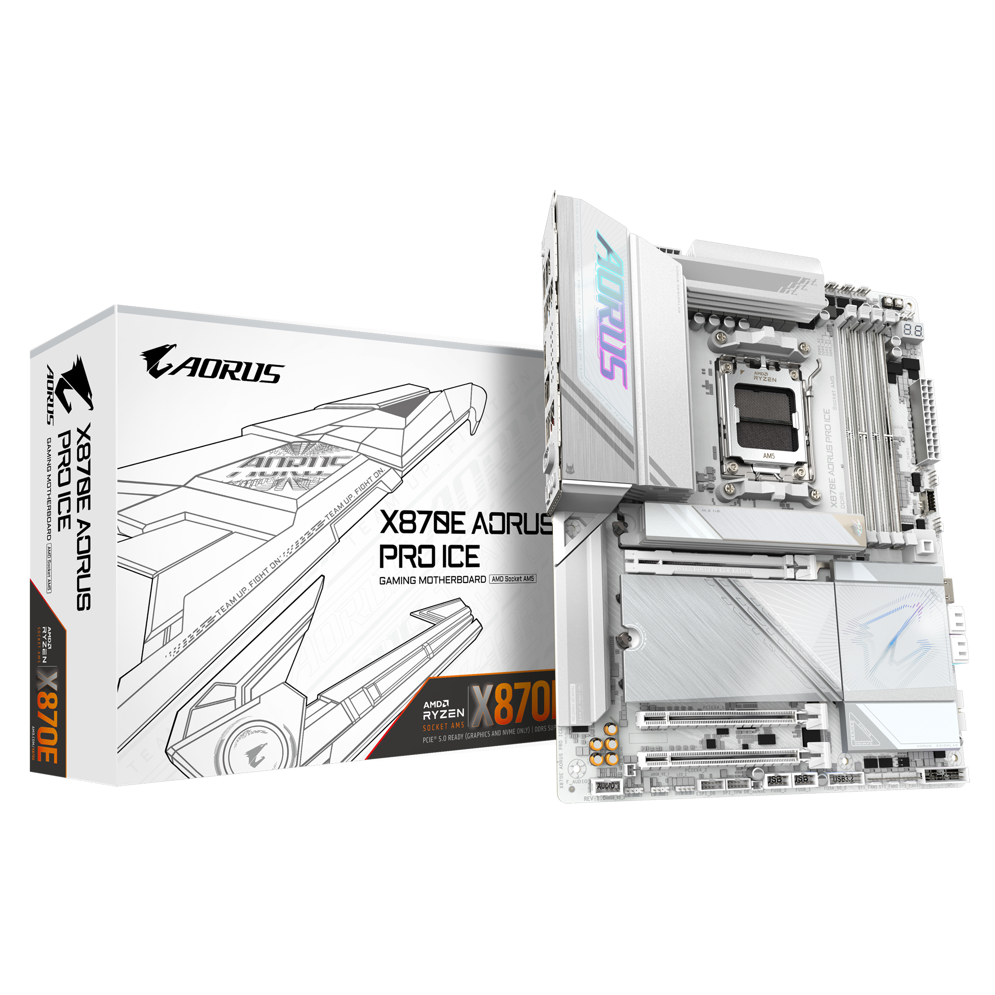 Gigabyte X870e Aorus Pro Ice Motherboard - Supports Amd Ryzen 9000 Cpu