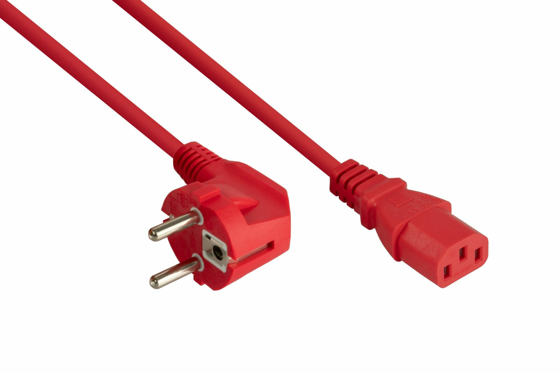 EU Product - Schutzkontakt-St. (90� gew.) an C13 rot 0,5m thumbnail