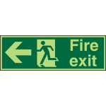 SECO by Stewart Superior SECO Photoluminescent Safe Procedure Safety Sign Fire Exit Man Running and Arrow Pointing Left Glow In The Dark 450 x 150mm - SP120PLV450X150