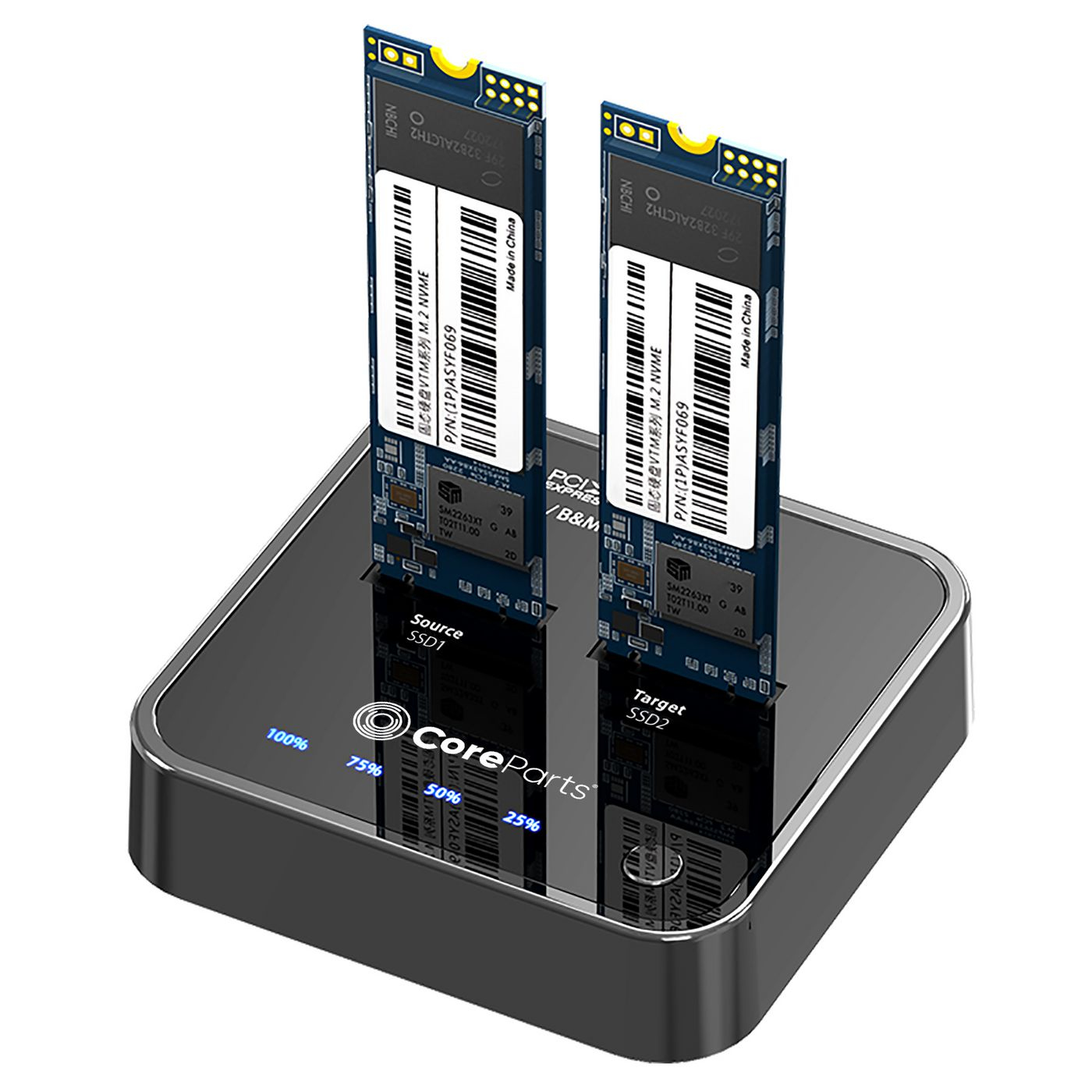 CoreParts MS-CLONER-NVME storage drive docking station Black