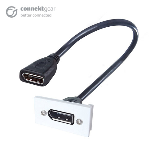 CONNEkT Gear 0.2m AV Snap-In DisplayPort Module 25 x 50mm - Socket to Socket - White