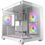 Antec CX800 RGB Elite Dual Chamber Gaming Case w/ Glass Side & Front, ATX, 6x RGB Fans, LED Button, Asus BTF Compatible, White