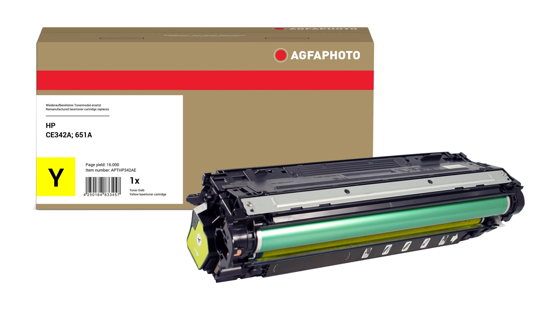 AgfaPhoto Compatible Toner Cartridge. Yellow. Replacement for HP CE342