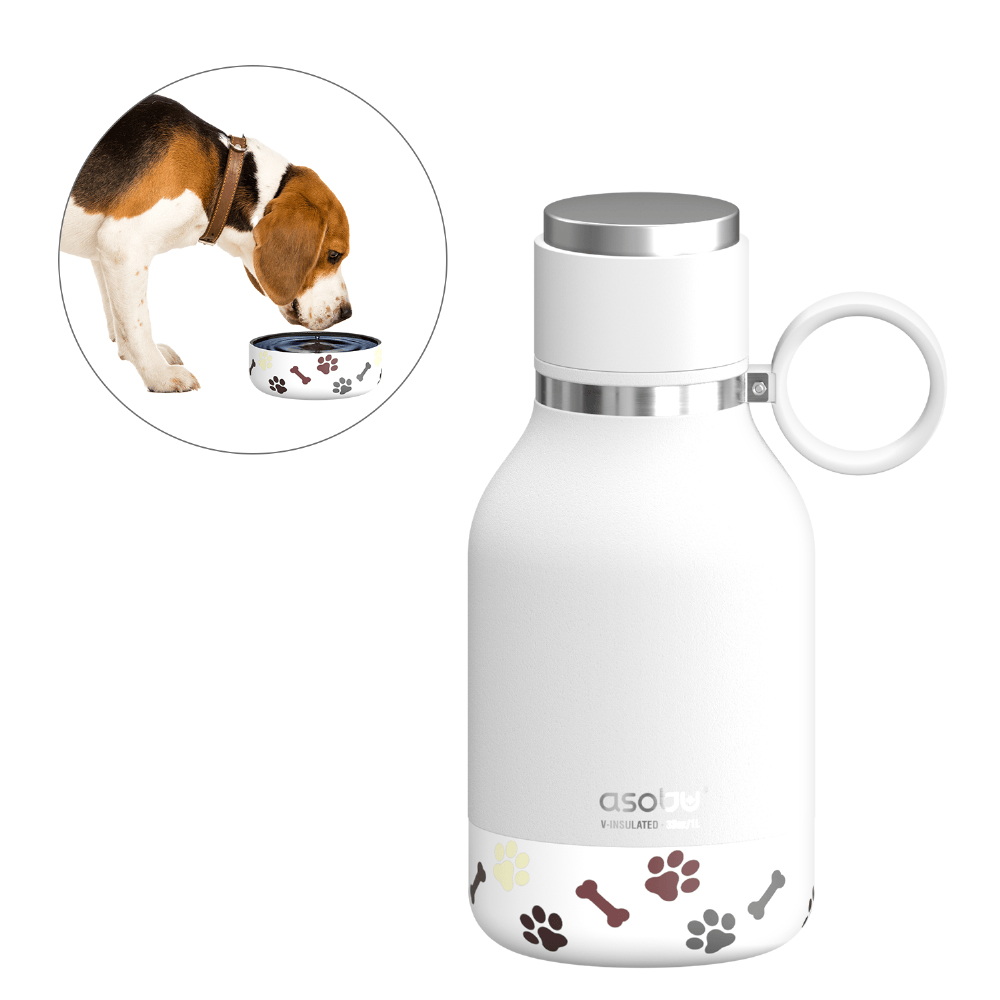Image of Asobu Dog Bowl - Indoor/outdoor - 1000 ml - White - Metallic -...