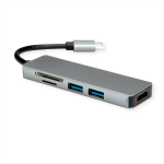 ROLINE 12.02.1019 laptop dock & poortreplicator Bedraad USB 3.2 Gen 1 (3.1 Gen 1) Type-C Zilver