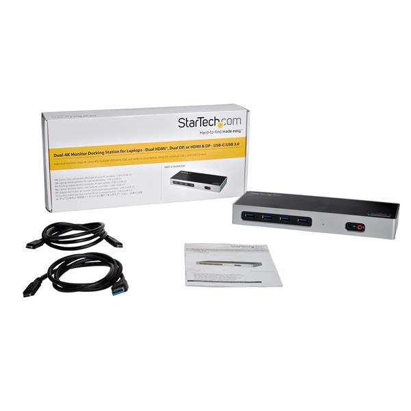 StarTech.com Dock USB-C e USB-A - Dock doppio monitor DisplayPort + HDMI 4K 60Hz - Docking station ibrida USB 3.0 per laptop USB-C o USB-A - 6x USB Type-A, GbE - USB 3.1 Gen 1 - Mac/Window