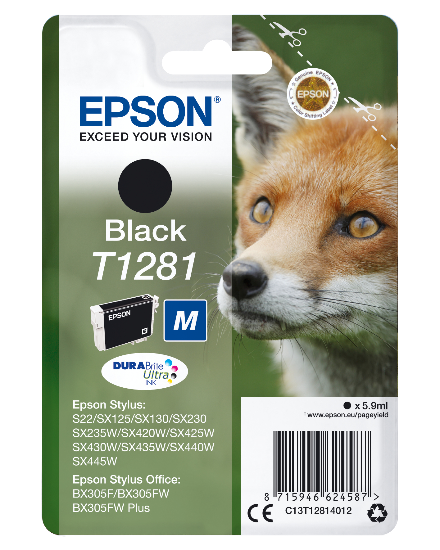 Image of Epson C13T12814012/T1281 Ink cartridge black, 170 pages 5,9ml for...