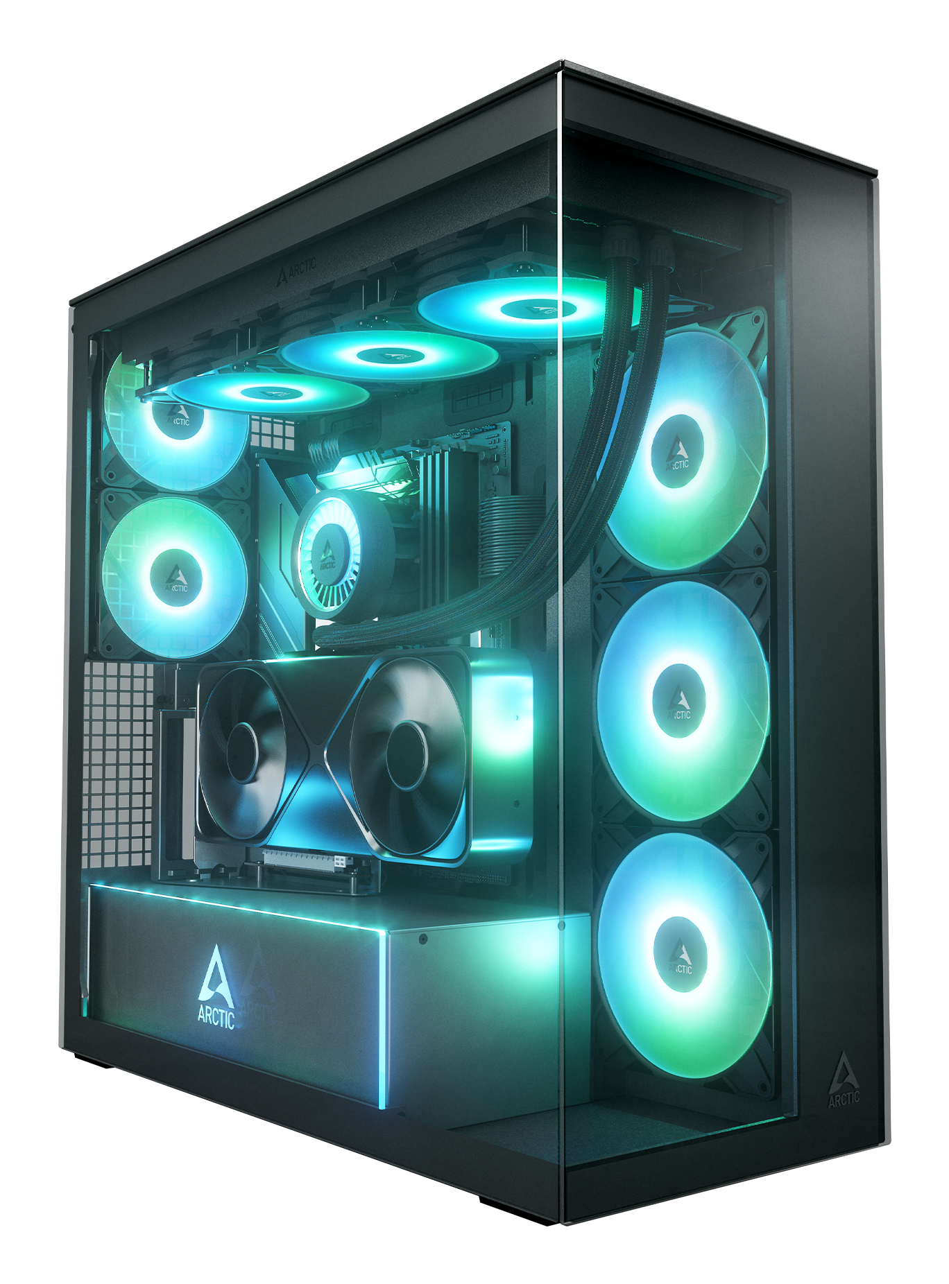 ARCTIC Xtender VG (Mirror Black) Premium E-ATX PC Case with Vertical GPU Mounting