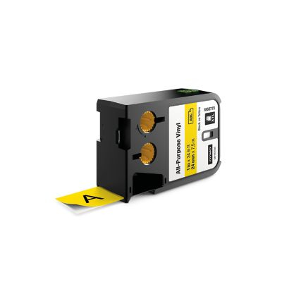 Image of Dymo 1868773 DirectLabel-etikettes Vinyl black on yellow 24mm x 7m...