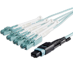 StarTech.com 10m (30ft) MTP(F)/PC to 4x LC/PC Duplex Breakout OM3 Multimode Fiber Optic Cable, OFNP, 8F Type-A, 50/125µm LOMMF, 40G Networks, Low Insertion Loss, MPO to LC Fiber Patch Cord