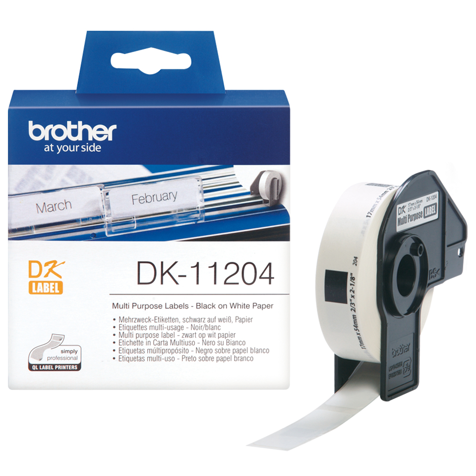 Image of Brother DK-11204 DirectLabel Etikettes 17mm x 54mm 400 for Brother...