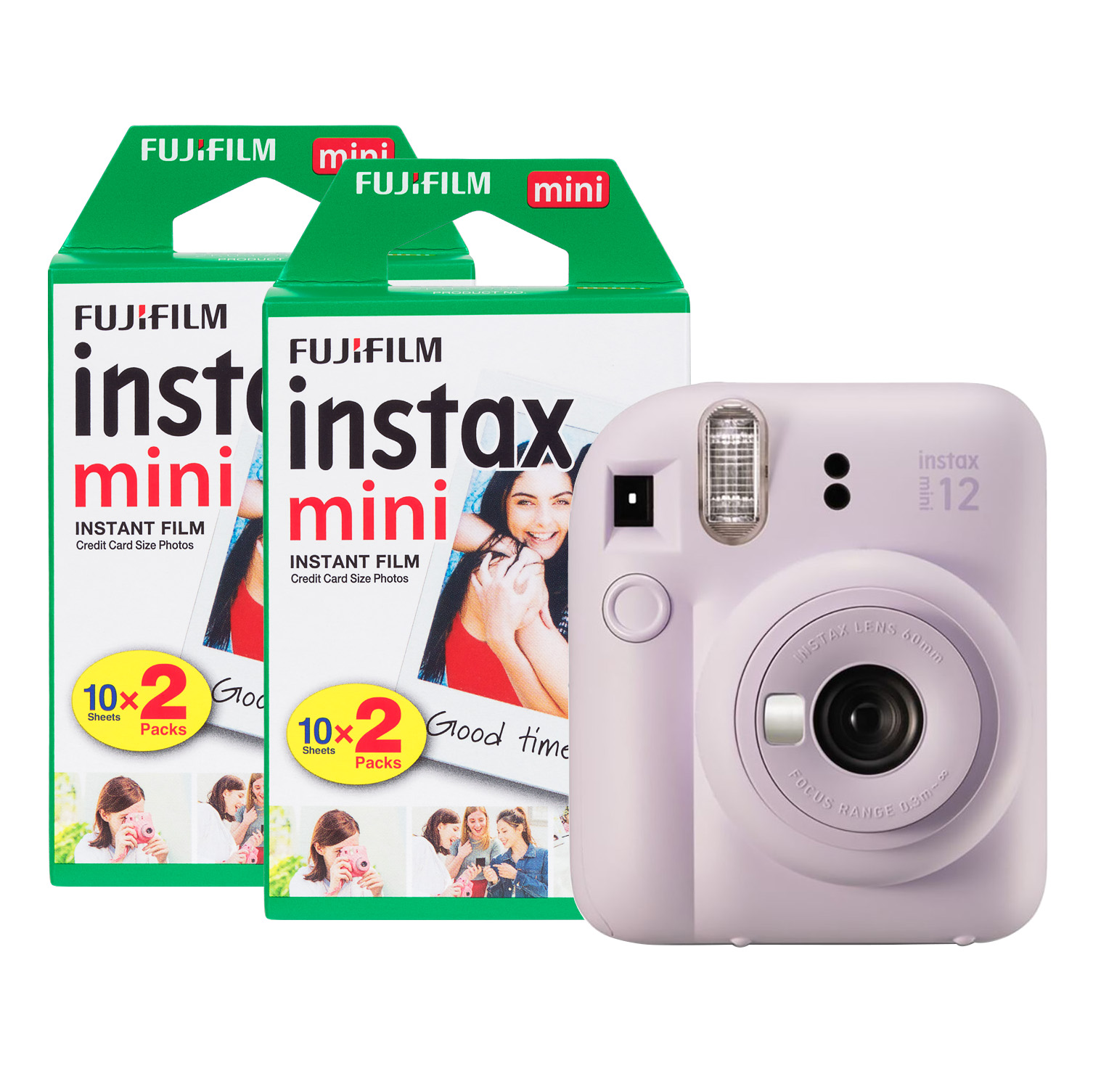 16806133+2x2PK FUJI Instax Mini 12 Instant Camera with 40 Shot Film Pack - Lilac Purple