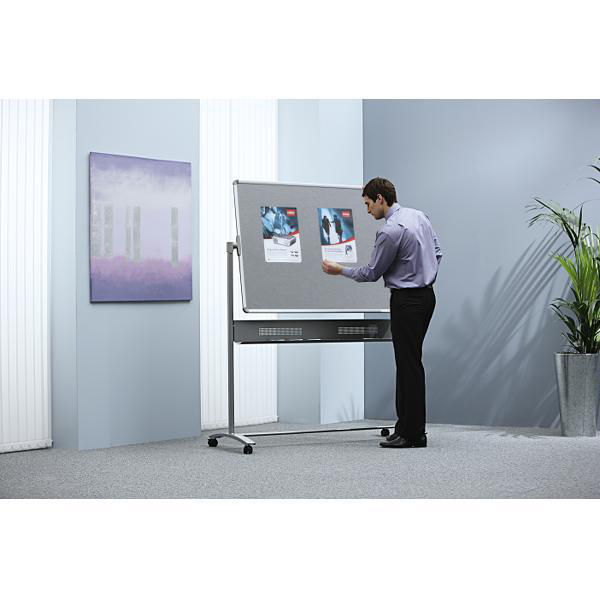 Nobo Mobile Combination Board Magnetic Steel Whiteboard/Grey Felt Noticeboard Horizontal Pivot 1200x900mm