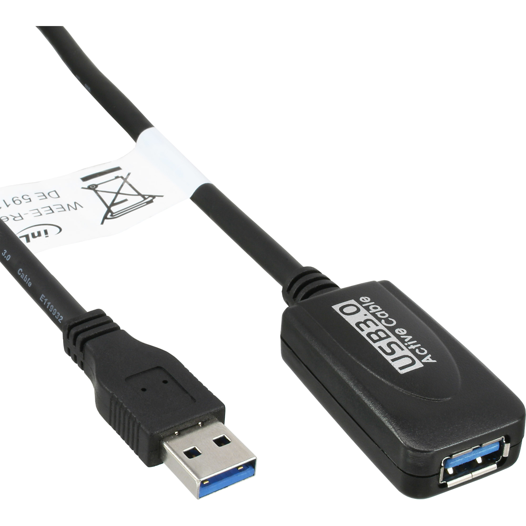 Image of InLine USB3.2 Gen.1 Active Repeater Cable Type A male / female,...