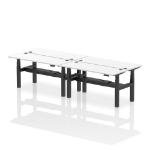 Dynamic Air Back-to-Back W1600 x D600mm Height Adjustable Sit Stand 4 Person Bench Desk With Cable Ports White Finish Black Frame - HA02244 DD
