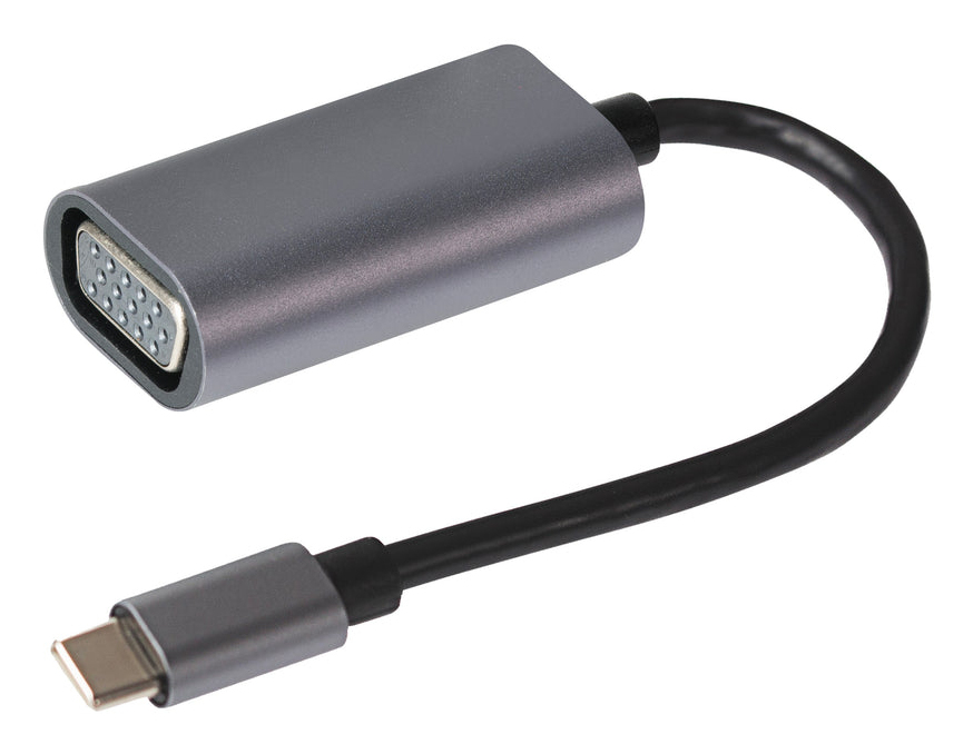 Maplin USB-C to VGA Female Connector Full HD @60Hz Adapter - Silver. 1