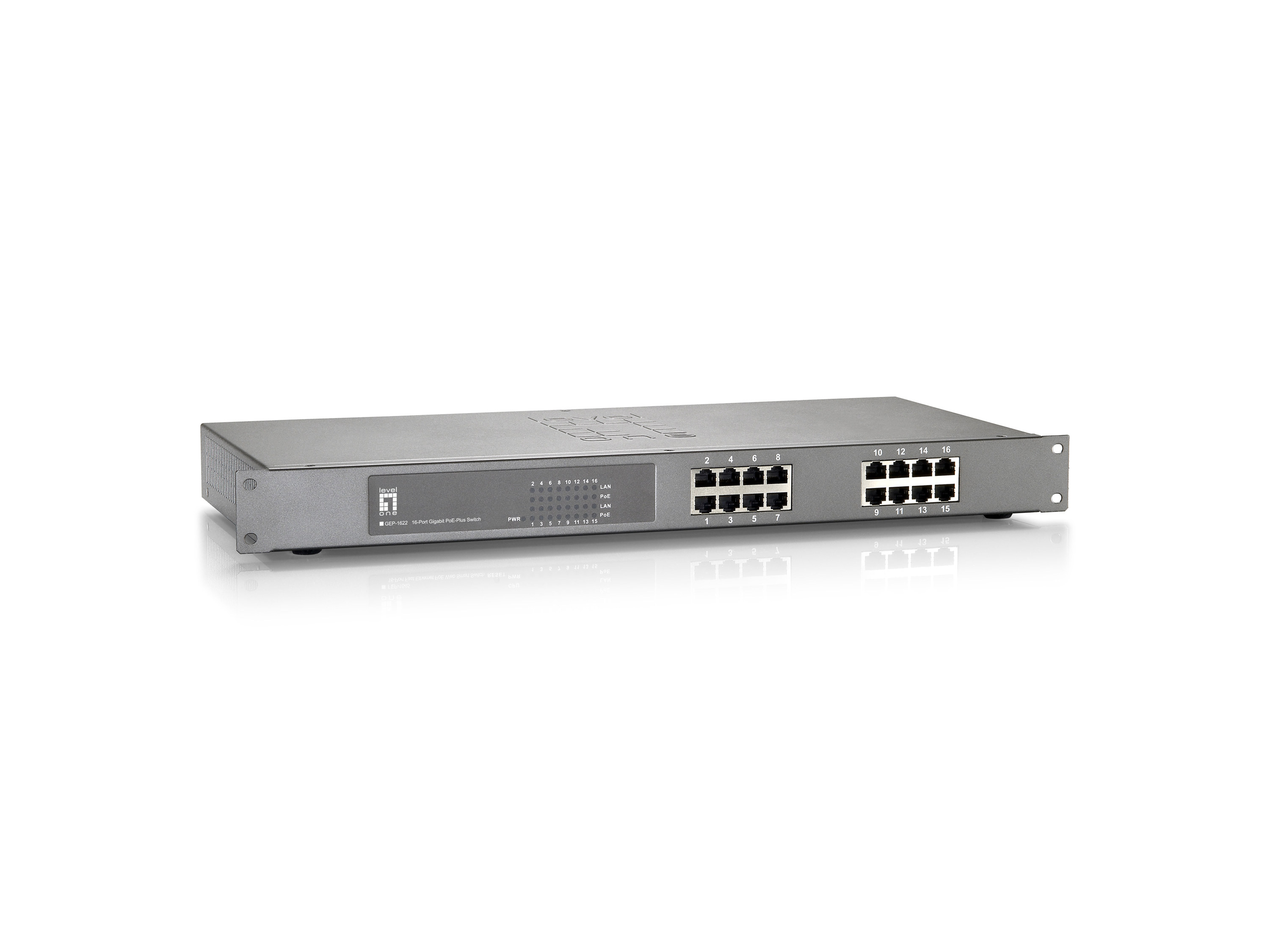 Image of LevelOne 16-Port Gigabit PoE Switch, 802.3at/af PoE, 500W