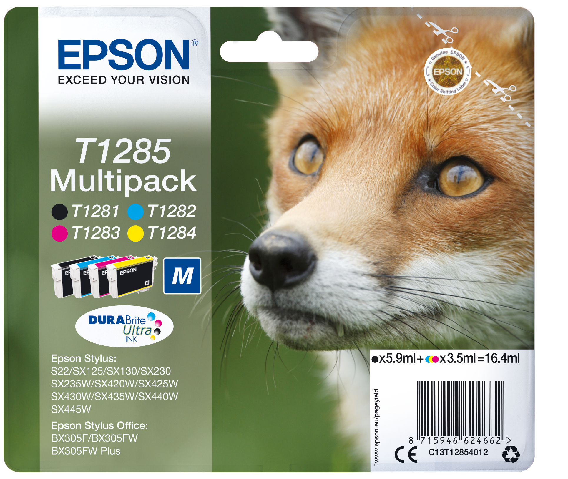 Image of Epson C13T12854012/T1285 Ink cartridge multi pack Bk,C,M,Y 5,9 ml...