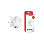 AdvancedAccessories CHARGE-iT Foldable 38W Dual Mains Charger - White