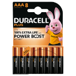 Duracell AAA Plus Alkaline 150% Extra Life Power Boost 1.5V Pack of 8