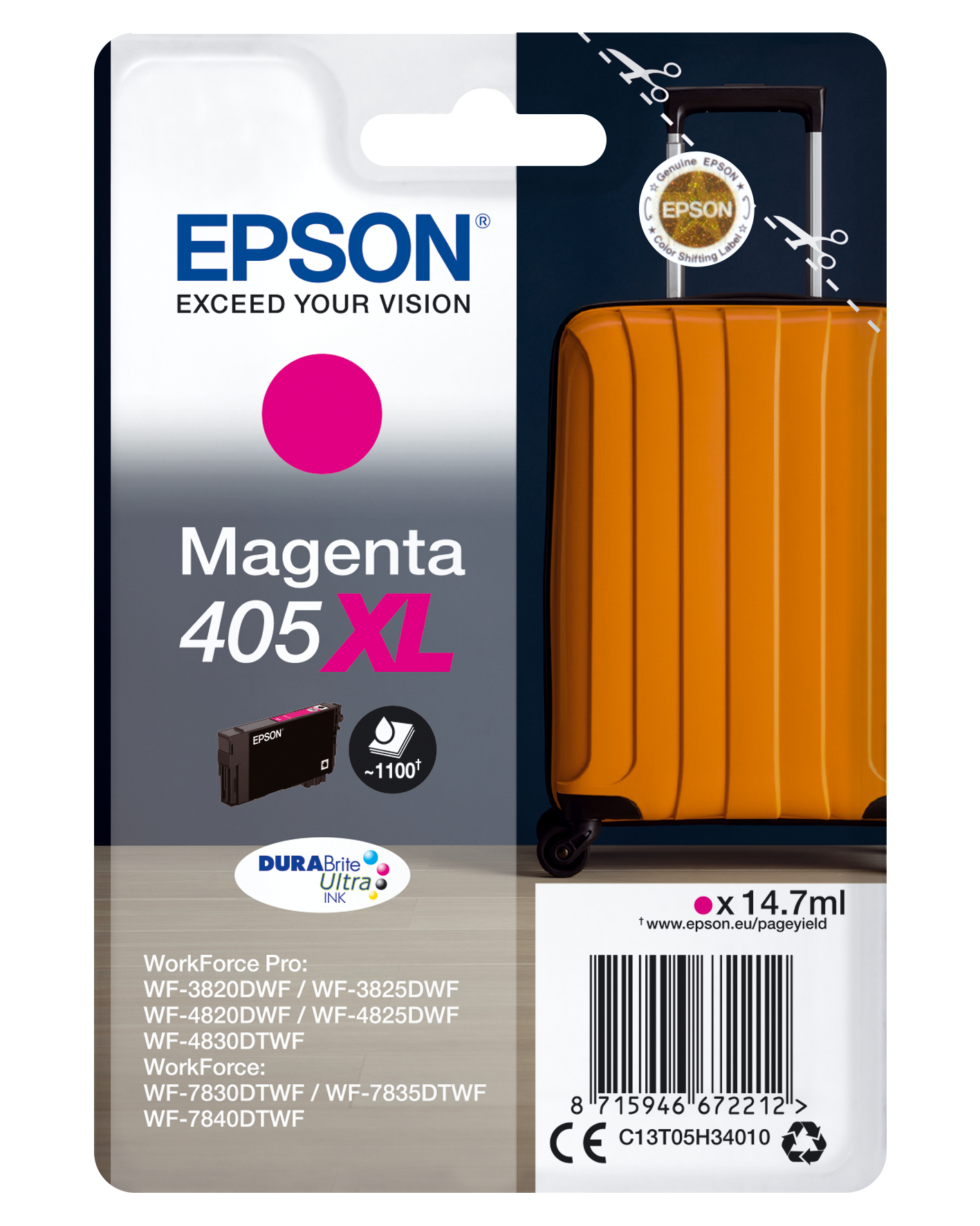 Image of Epson C13T05H34010/405XL Ink cartridge magenta high-capacity, 1.1K...