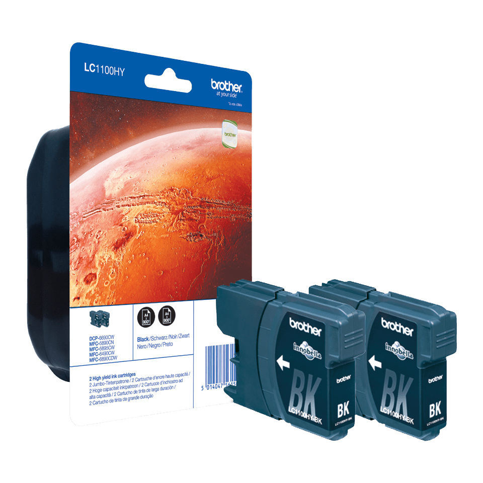 Image of Brother LC-1100HYBKBP2DR Ink cartridge black high-capacity twin...