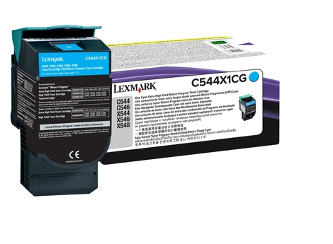 Lexmark C544X1CG Toner cyan extra High-Capacity return program, 4K pages ISO/IEC 19798 for Lexmark C 544/546