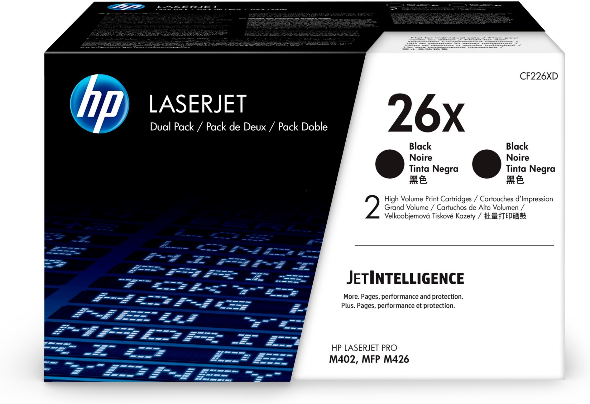 HP 26X High Yield Black LaserJet Toner Cartridge (2 Pack) CF226XD