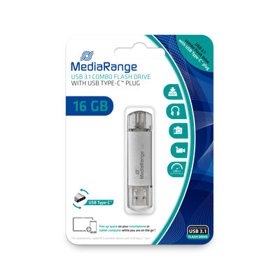 Image of MediaRange MR935 USB flash drive 16 GB USB Type-A / USB Type-C 3.2...