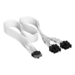 Corsair Elite Premium Individually Sleeved, PCIe 12V-2x6 to 2x 8-pin (6+2 split) PCIe Cable - White