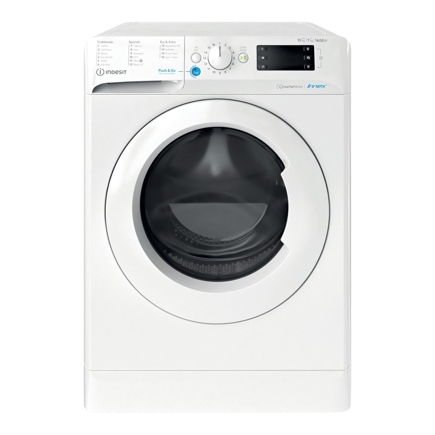 Photos - Washing Machine Indesit 10kg Wash 7kg Dry 1600rpm Freestanding Washer Dryer - White BDE107 