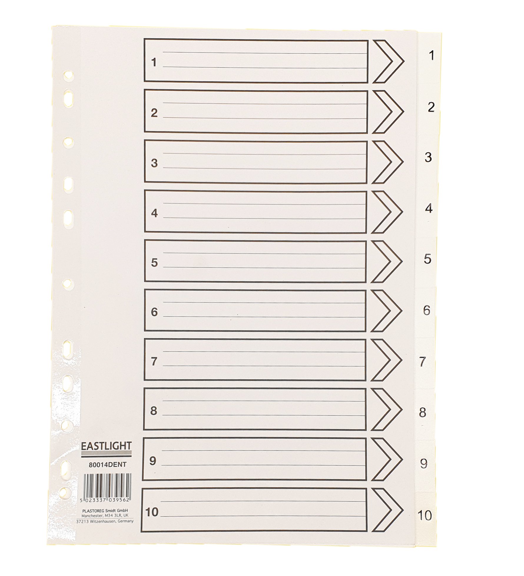 CTS Wholesale Index Polypropylene A4 1-10 White
